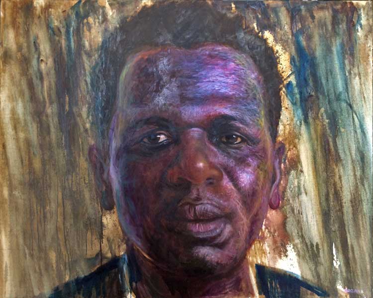 John Bosco: Oil on Canvas. John is gay and used to live in Uganda where homosexuality is illegal. He was outed by own family and consequently fled to this country.
