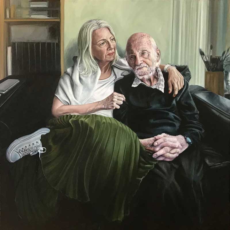 Helen & Richard: Oil on Canvas. Helen is Richards daughter and carer.