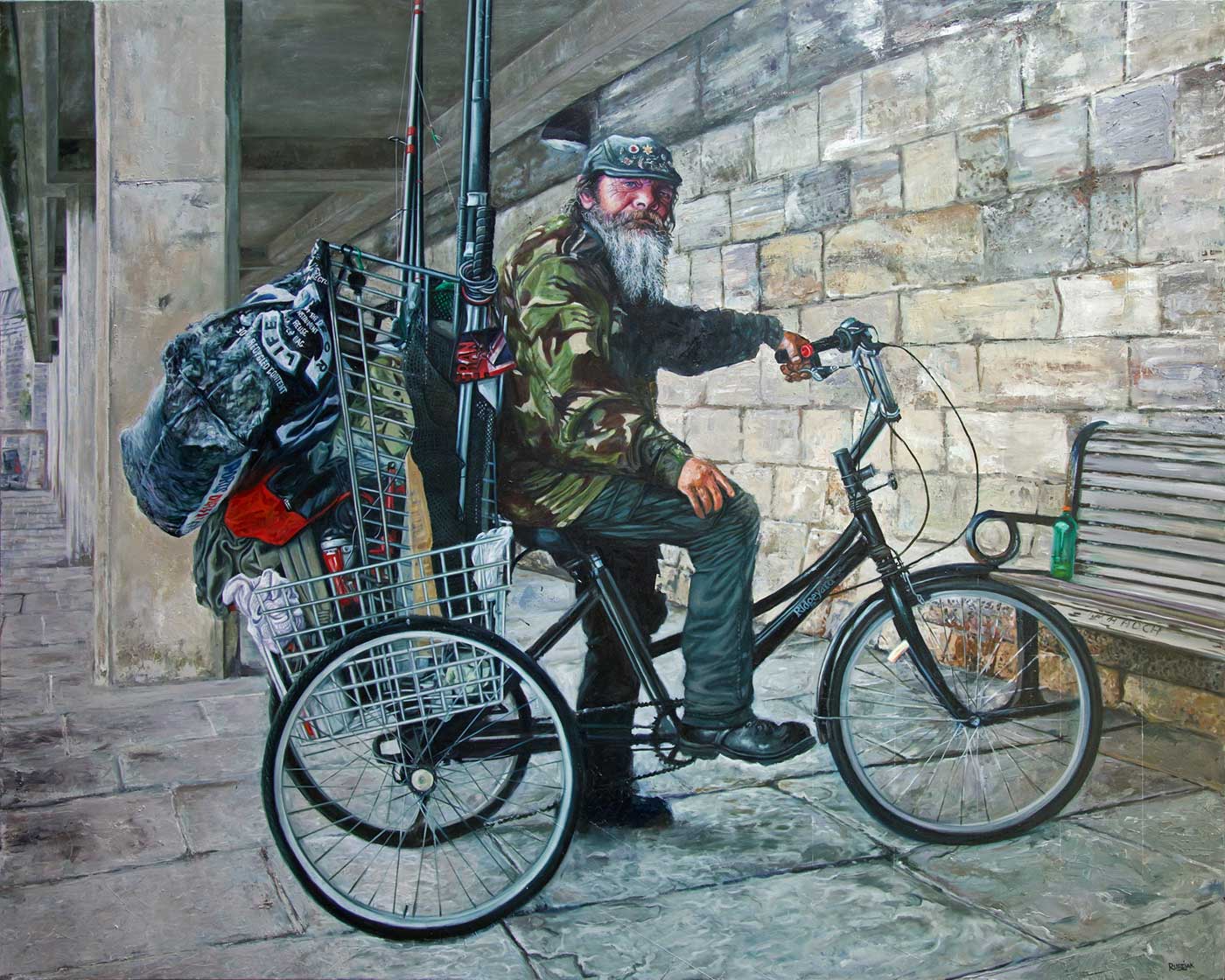 Alan 1: Oil on Canvas. This is Alan on his bike. I believe it's his third one. The others got nicked.